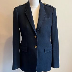 Navy Cotton Burberry Brit Blazer w/Gold Hardware